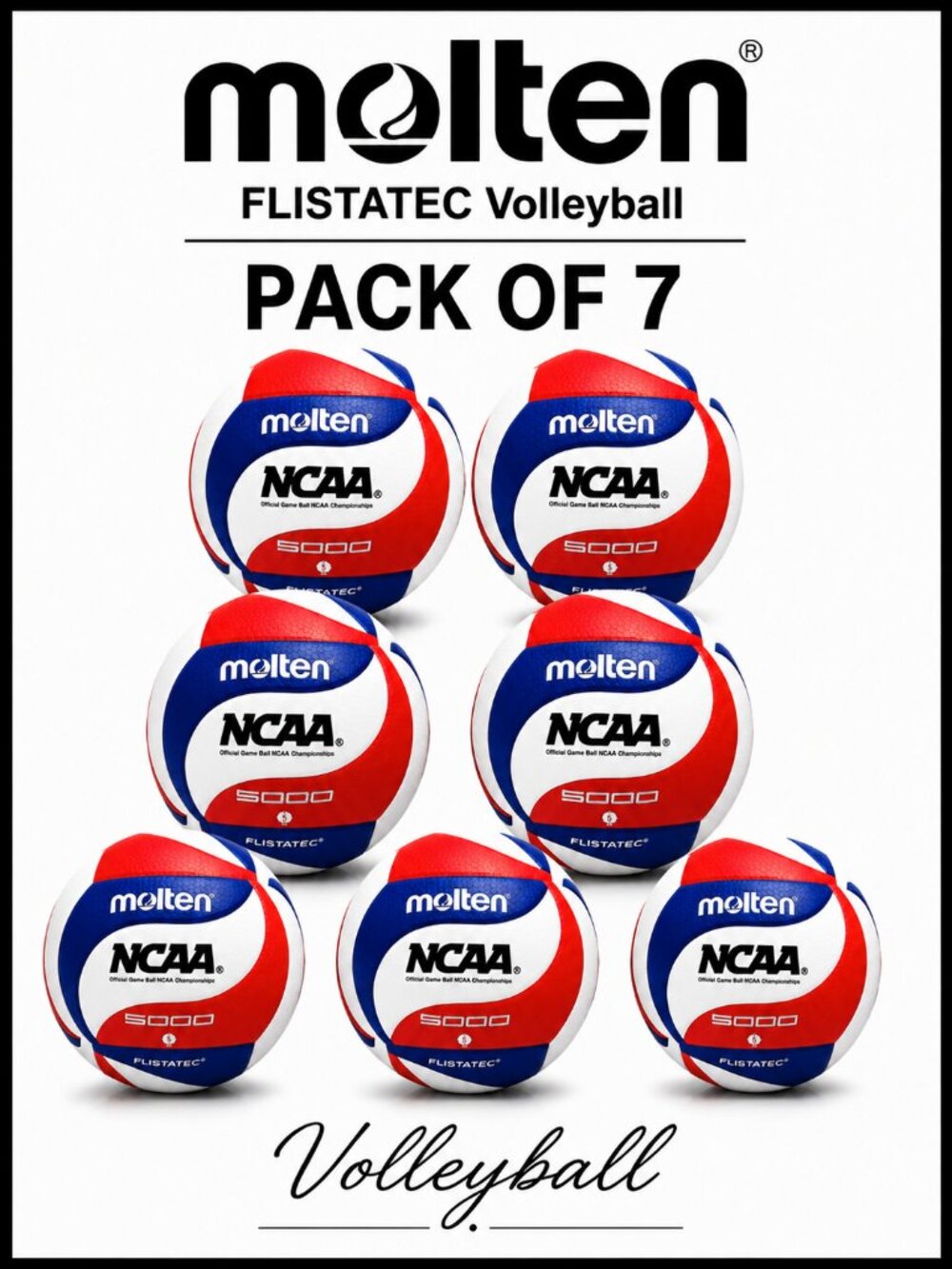 Molten FLISTATEC NCAA Size 5 Volleyball – Pack of 7